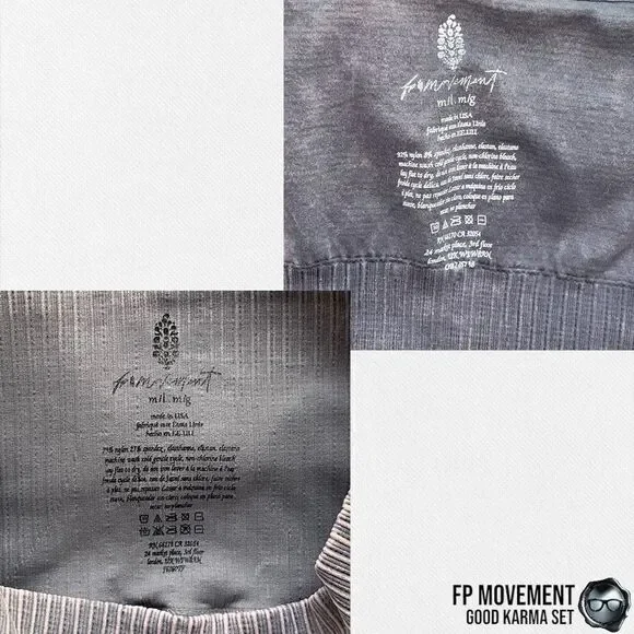 FP MOVEMENT GOOD KARMA SET: CROP TANK BRA + HIGH RISE LEGGINGS IN GREY PURPLE - Picture 13 of 16